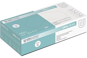 UNIGLOVES - Opal PEARL® Passgenaue Einweghandschuhe aus Nitril | Lebensmittelecht, puderfrei & latexfrei | hohe Festigkeit & Haltbarkeit | 100 Stück | Einmalhandschuh L