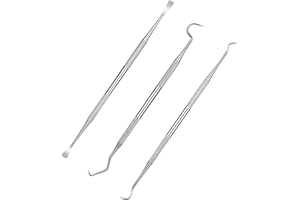 Ryaupy 3PCS Grattoir à Dents pour Chiens et Chats, à Tarte à Bouble Tête Détartreur Dentaire - Acier Inoxydable Outil de Nettoyage(Argenté)