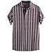 Produktbild BHYDRY Herren Bunte Streifen Sommer Kurzarm lose Knöpfe Freizeithemd BluseMedium,Rot