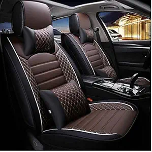 Pegasus Premium PU Leatherite Car Seat Cover for Tata Punch (Black and Coffee)