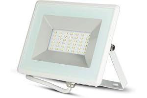 V-TAC Projecteur LED Extérieur 20W Lumière naturelle 4000 K Blanc – Lampe d'Extérieur LED avec Verre IP65 – 2550 Lumen