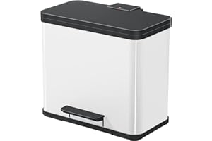 Hailo Eco duo L | Mülltrenner 2 x 14 Liter | 28 Liter | Soft Close Deckel | 2-in-1 Treteimer mit 2 Inneneimern aus Kunststoff | Mülleimer mit Pedal rechteckig | Made in Germany | Stahlblech | weiß