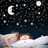 Größen/Maße: Mond ca. 19,5 x 27 cm, Sonne ca. 13 x 13 cm, Sterne mit Gesicht ca. 6 x 6 cm, 104 Sterne zwischen 4 x 4 und 1,5 x 1,5 cm