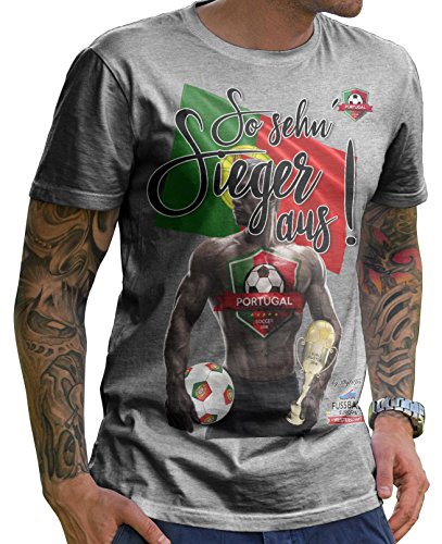 Stylotex Herren T-Shirt Basic So sehn Sieger aus Guy Portugal, Farbe:heather;Größe:L