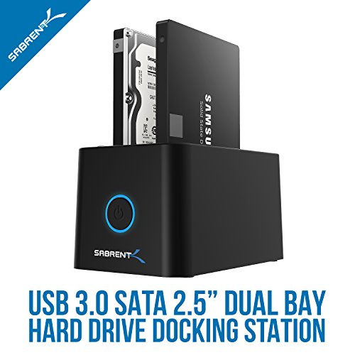 Sabrent USB 3.0 zu SSD / 2.5″ SATA Dual Bay Festplatten Docking Station für SSD / 2.5″ HDD mit Festplatten -Kopierer / Kloner Funktion [unterstützt UASP, Unterstützt – 6 TB+] (DS-2SSD) - 3