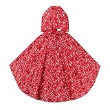 VORCOOL Poncho rain jacket girls school backpack rain ponchos (M red)