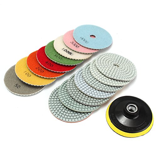 KING DO WAY 16pcs Polierset Polierscheiben 4“ Diamantschleiftopf Diamant Polierscheibe Schleifscheibe polishing pads - 4