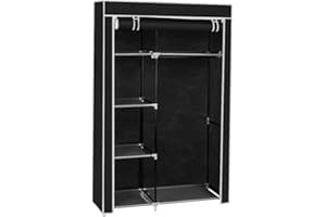 Armoire Alightup de Rangement Dressing Penderie Tissu Garde Robe Portable pour Chambre D'adulte Noir 5 Couches 12 Cube