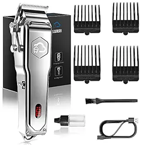 BLUE STONE Hair Clippers for Men Professional Cordless Hair Clippers Beard Trimmer Barber Grooming Kit With LED Display, USB Rechargeable - Silver