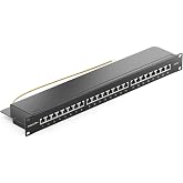 deleyCON CAT6 Patch Panel Correction Panel 24 Ports Desktop 19" Inch Rack Mount Server Assembly 24x RJ45 Shielded TIA568A TIA
