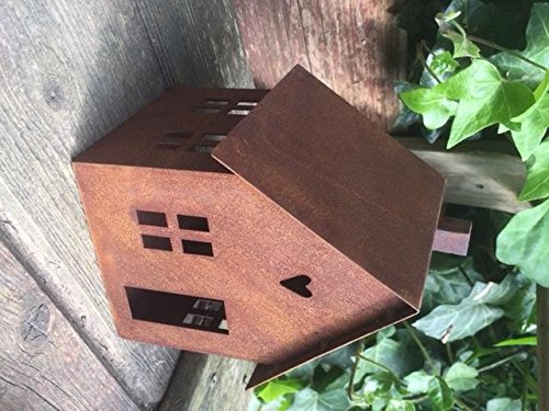 Gartendeko Haus Laterne Gartenlicht zum Stellen Metall Rost Deko - 2