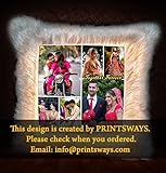PRINTSWAYS printing your dreams Personalized Fur LED Cushion with Filler (White, 16x16-inch)