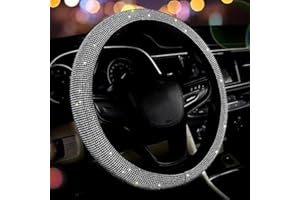 Cristal Couvre Volant de Voiture 38 cm Housse de Volant Universelle Housse de Volant en Velours Housses de Volant de Voiture Artisanales Antidérapantes Housse de Volant en Microfibre Douce