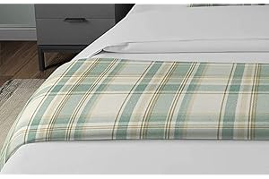 McAlister Textiles Heritage Tartan Bed Runners - for Single Double Kingsize Beds & Hotel Bedding - Duck Egg Blue 50cmx240cm - 20x94 Inches
