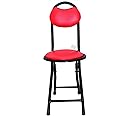 craftspen Multifunctional 18-Inch Folding Chair, Easy to Carry & Store for Home Namaz and Outdoor Use (Metal) Black (1pc) (Red)