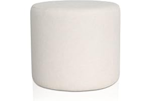‎DESHOME Deshome Pouf hocker Fußstütze runden Ø 50 cm Wasserabweisender Stoff: Modernes Design Pouf für Sofa Wohnzimmer Schlafzimmer, Puff hocker, Pouffe Venere Cremeweiße