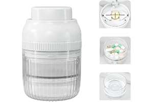 lomonmen Pill Cutter,Pill Cutter for Small Pills,Portable Pill Splitter,Pill Organizer with Blade for Pills and Tablets Cut in Half Quarter,Tablet Pill Dispenser per Elderly,Child,Dog,Cat(round white)