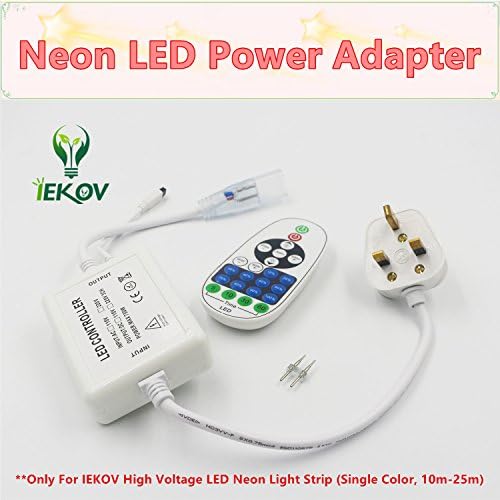 Neon Light Adapter,IEKOV™ Max 750W, AC 220V 240V TO DC 220V Power Supply Adapter with IR Receiver + 23 keys Remote Control only For IEKOV LED Neon Light Strip (Single Color,10m-20m)
