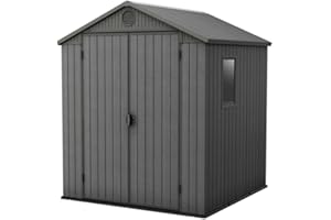 Keter Gerätehaus Darwin 6x6, Grau, Außenmaße 190x183x221cm, wartungsfrei, wetterfest, wasserdicht, mit Unterboden