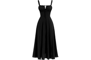 IBTOM CASTLE Women's Floral Corset Dress Square Neck Spaghetti Strap Summer Boho Sundress Casual Flowy Slit Bustier Dresses