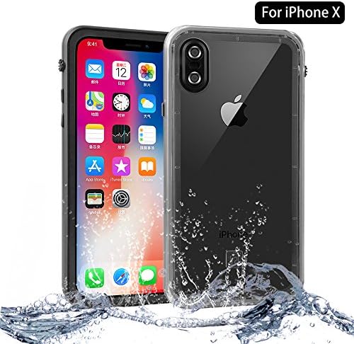 iPhone X case, iPhone X Waterproof case, NewTsie Full-body Protective Shockproof Snowproof Dustproof Dirtproof with Built-in Screen Protector Case Cover for Apple iPhone X / iPhone 10 [Soft TPU] (D-Black)