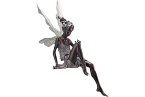 Surakey Figurines de Jardin Elfes Assis, Sculpture de Fée de Vent dOuest Assise Résine,18cm Statue Dange en Résine Figurines de Jardin Statue de Fée Décoration de Jardin