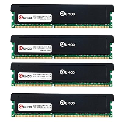 QUMOX 32Go (4x 8Go) DDR3 1600 PC3-12800 PC-12800 (240 PIN) DIMM bureau mémoire CL9 XMP prêt
