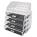 Produktbild TRESKO® Acryl Organizer für Make-up, Kosmetik, Schmuck, Schminke, Accessoires, Aufbewahrungsbox mit Schubladen, Organisator für Lippenstift, Lipgloss, Nagellack, Make up- und Augenbrauenpinsel, Rouge, Halskette, Ringe und vieles mehr (4 Schubladen - JWYOGR-004)