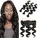 Produktbild DAIMER Virgin Hair Bundles with Closure 8a 4x13 Free Part Bleached Knots and Peruvian Hair Body Wave Weave 3 Bundles Natural Brown 22 24 26 +20 Frontal