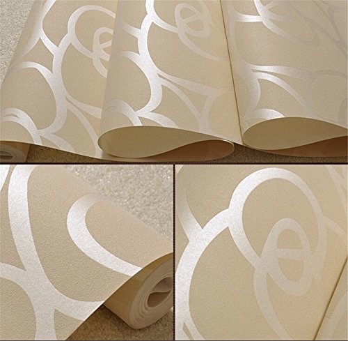 ufengke Vliesstoff Beflockung Bronzing Romantische Rose Blume 3D Muster Tapeten Wandbild Für Wohnzimmer Schlafzimmer TV Ehe Raum Hintergrund - 2