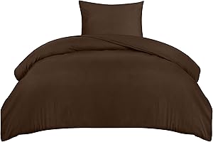 Utopia Bedding Copripiumino Singolo - Microfibra Copripiumino 135x200cm + Federa 50x75cm - Marrone