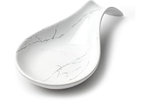ANTIS'S HOME Ceramic Spoon Rest, Mable White Spoon Holder, Heat Resistant Rest for Kitchen Counter, Teaspoon and Cooking Utensil Rest, Decorative Spoon Rest Kitchen Accessory