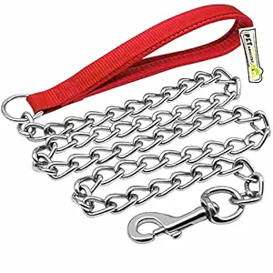 Pet Monastry? Red Color Heavy Duty Chain Leash for Dogs, Metal Dog Leash Dog Chain with Handle for Large Size Dogs (Size - Large)