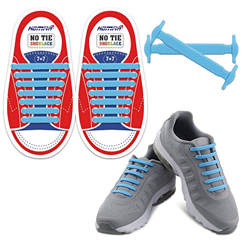 Homar sin corbata Cordones de zapatos para niños y adultos Impermeables cordones de zapatos de atletismo atlética de silicona elástico plano con multicolor de los zapatos del tablero Sneaker boots (Kid Size Blue)