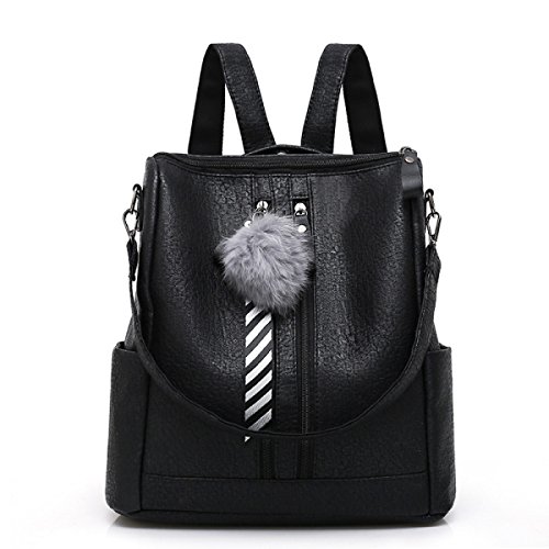 Preisvergleich Produktbild Women's College Windsack Freizeittasche Pu Bag Rucksack,Black