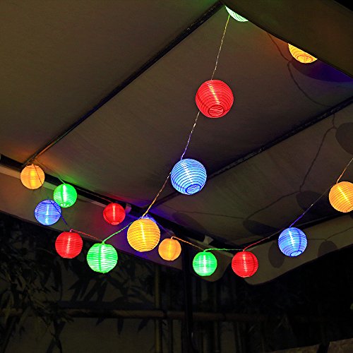 InnooTech Solar Lichterkette Lampion 30er LED 6 Meter Laterne Gartenbeleuchtung Innen- und Außenbereich mit Batteriehalter für Weihnachten, Party, Hochzeit, Deko, Feiern ,Garten, Terrasse, Hof, Haus, Tannenbaum warmweiß Bunt - 5