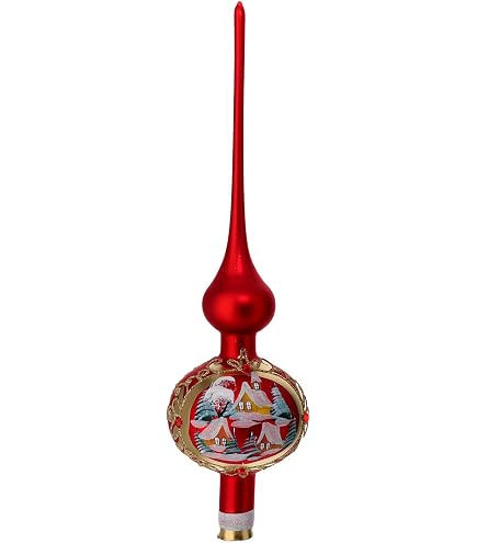 Puntale per Albero Rosso Vetro 26 cm Prezzo Caduno Indicare il Modello | Leroy Merlin