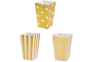 PALMFOX 36 Pcs Popcorn Boxes Carton Popcorn Papier Sacs Petit Snack Bonbons Conteneurs pour Enfant Mariage Décoration De Fête d'anniversaire (Or)