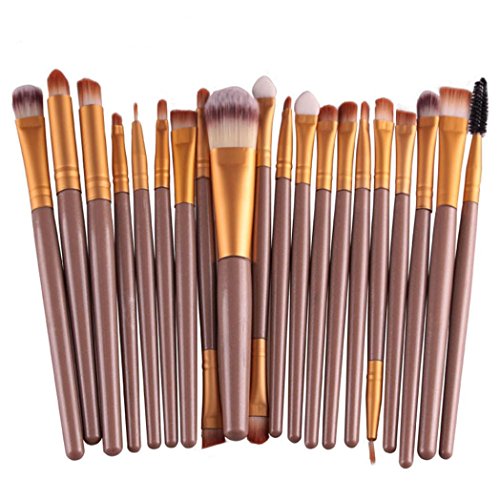 20 Pcs Pro Makeup Set, Tinale Powder Foundation Eyeshadow Eyeliner Lip Cosmetic Brushes Gold