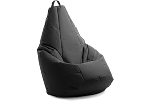 Avalon - Nuovo Pouf Poltrona Sacco Grande L Pera Jive, Puffo per Sedersi Ergonomico, Pouf a Sacco in Tessuto Antistrappo e Impermeabile, Poltrona a Sacco Moderna, Made in Italy(70x130cm-Nero)