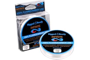RIGGED & READY TRAVEL FISHING Rigged and Ready Infinite Fluorocarbon- Fluorocarbon Fishing Line Leader-50m 54.6y Virtually Invisible=More Bites. 4/8/12/16lb, 1.8/3.6/5.5/7.5kg-Saltwater Freshwater