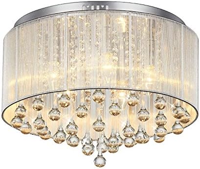 DDNL Modern Crystal Ceiling Light,E14 5*40W Flush Mounted Ceiling Lamp Size 45cm Diameter 32cm High for Study Room/Office, Dining Room, Bedroom, Living Room