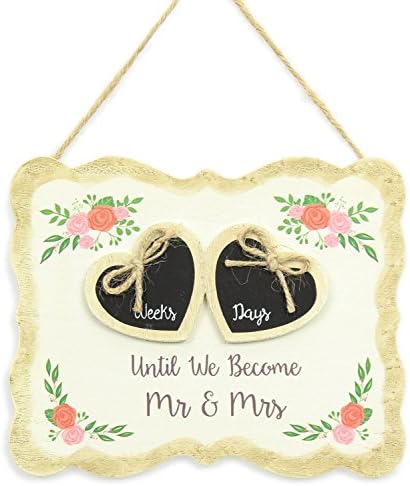 Shabby Chic Wedding Countdown Hanging Plaque - Weeks days until We Become Mr & Mrs