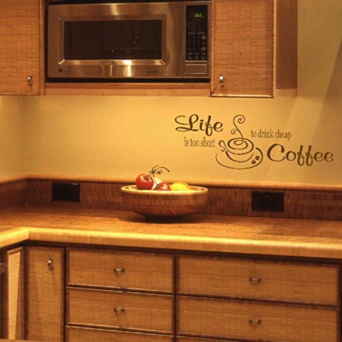LaoGraphics® Life is Too Short to Drink Cheap Coffee Kitchen Quote Words Sayings Home Wall Stickers, Vinyl Art Transfers, Interior Decal Graphics, Removable Décor, Gift Idea zzz-kq21