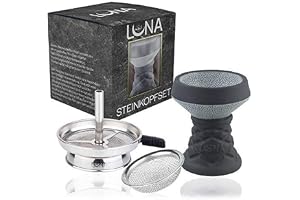 Premium Shisha huvud, lerhuvud, Phunnel, stenhuvud set | Stenhuvud, sikt, kaminfäste set | Hookah shishatillbehör set med hög kvalitet (stenhuvud set