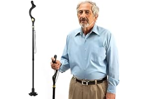 KABXHUEO Canne Pliante Réglable Canne de Marche Pliante Luxe Légère en Aluminium en Métal Canapé Non Glissant Unisexe pour Femme Homme La Randonnée Trekking Voyage