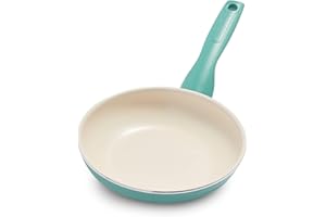 GreenPan Rio Padella Antiaderente in Ceramica Sana da 18 cm, Senza PFAS, Manico Fredda al Tatto, Sicuro in forno fino a 160°C, Turchese e Crema