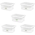 Plastic Storage Boxes Crystal Clear 11L Box & Lid Home Office Stackable Nestable - Pack of 5