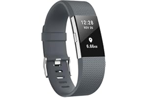 AOCGO Correa de repuesto para Fitbit Charge 2, correa de repuesto para accesorios suaves, cierre de metal seguro para Fitbit Charge 2 (5,5 – 6,7 pulgadas), color gris