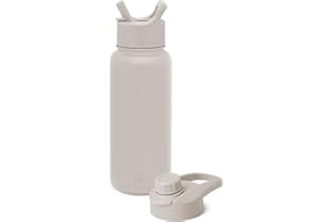 Simple Modern Butelka na wodę ze słomką i pokrywką, izolowany termos ze stali nierdzewnej do uprawiania sportu na siłownię, kolekcja Summit, 950 ml, brzoza migdałowa